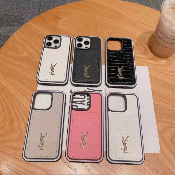 Ysl イブサンローラン ブランドiphone 16 15 plus 16 pro maxケースハイブランド アイフォン16 plus15 14+ 16 pro max レディースメンズ激安iphone 16/14 pro/15 pro max 16 plus カバー ストラップ付 カード入れiphone16 pro 14 15 16 plusケースカバースタンド付き