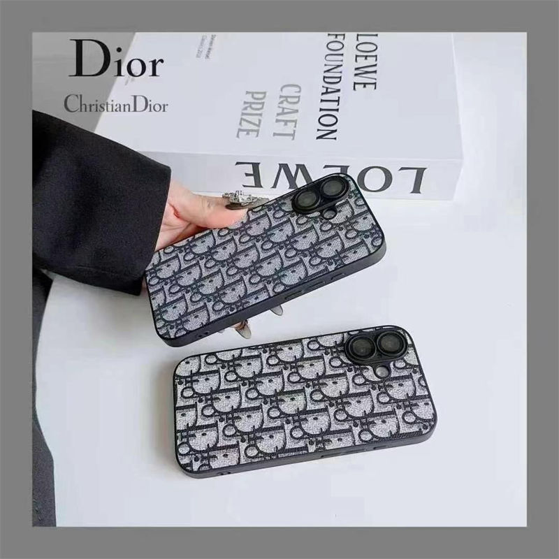 Dior ディオールiphone 16/14 pro/15 pro max 16 plus カバー ストラップ付 カード入れ